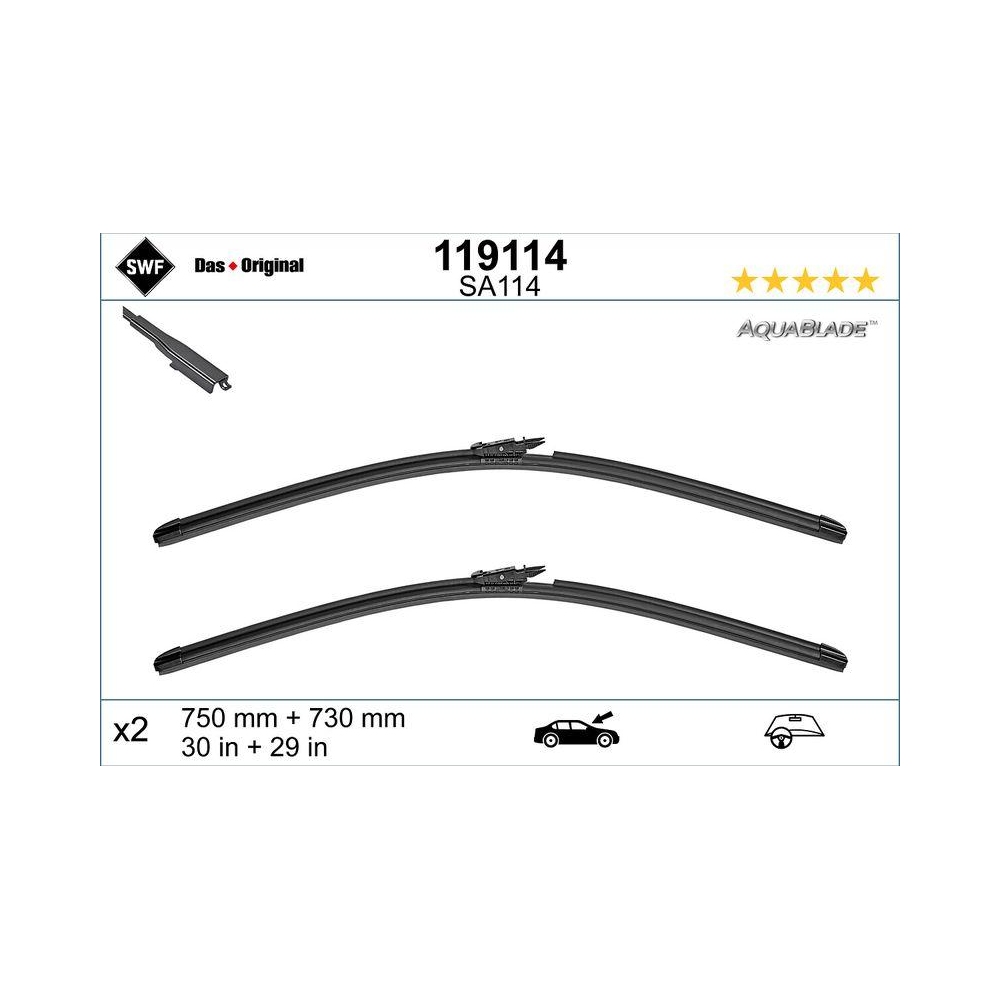 Wischblatt SWF 119114 DAS ORIGINAL AQUABLADE für FORD, vorne
