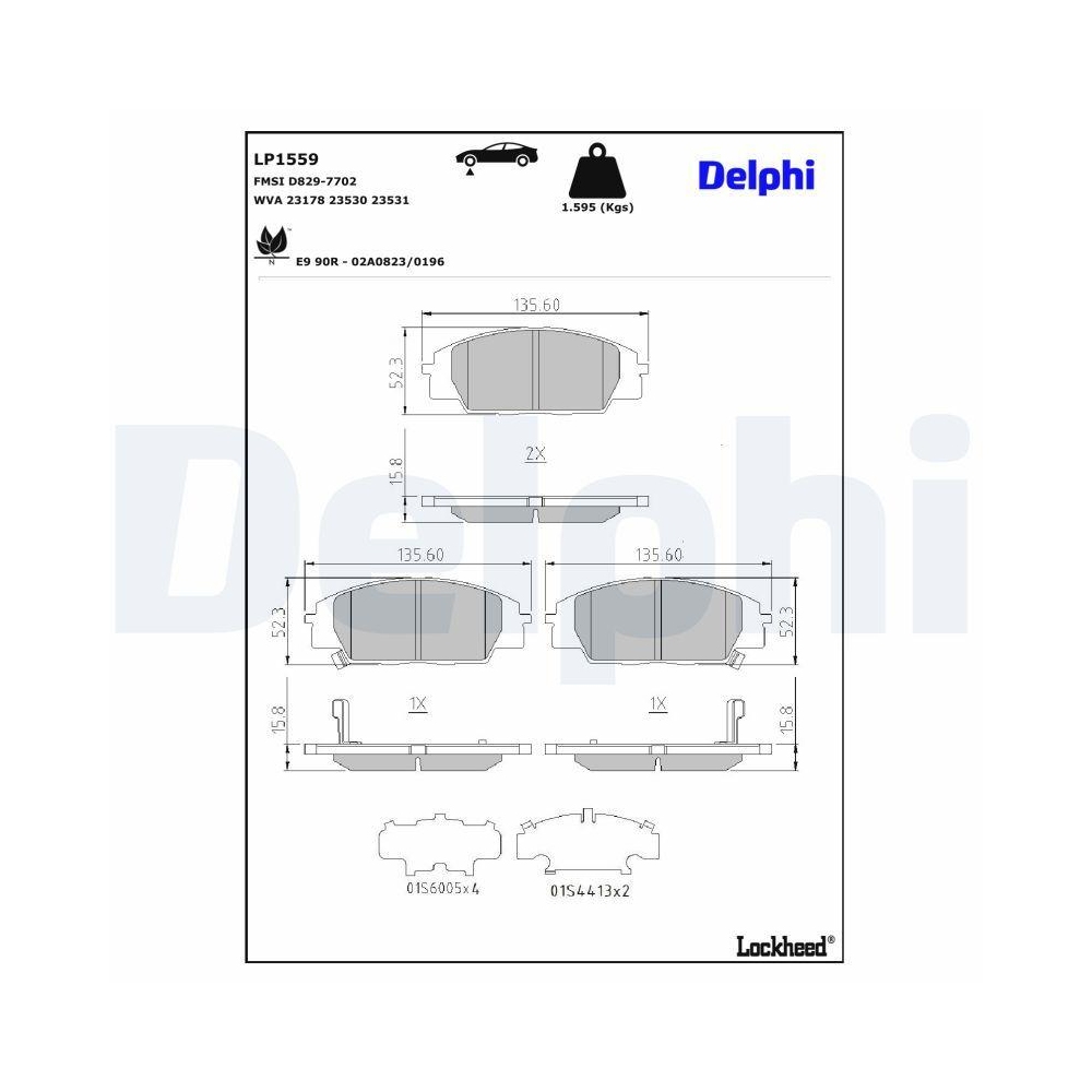 DELPHI LP1559 Bremsbelagsatz, Scheibenbremse f&uuml;r HONDA, Vorderachse