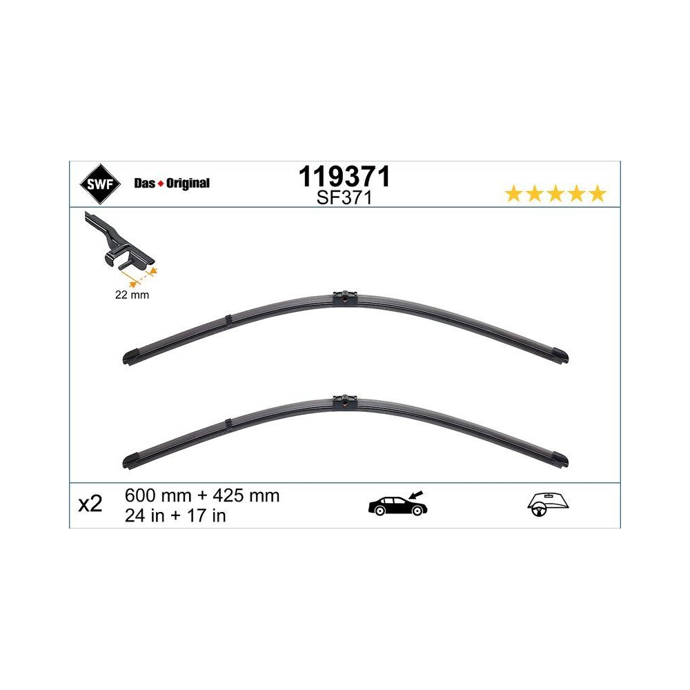 Wischblatt SWF 119371 DAS ORIGINAL SET für FIAT, vorne