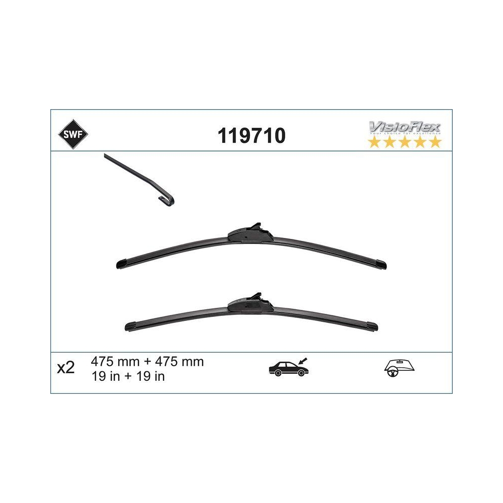 Wischblatt SWF 119710 ALTERNATIVE VISIOFLEX SET f&uuml;r FORD, vorne