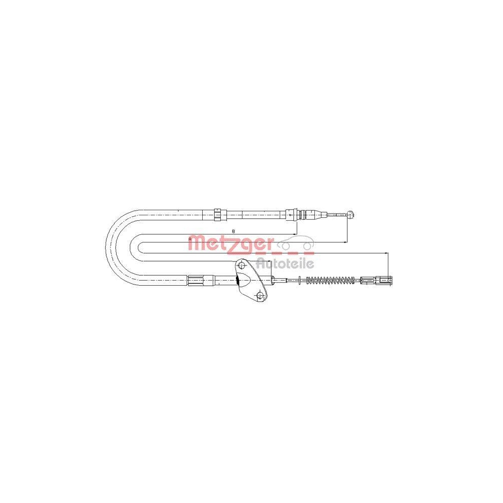Seilzug, Feststellbremse METZGER 10.9871 f&uuml;r MERCEDES-BENZ, hinten rechts