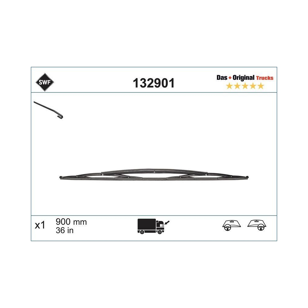 Wischblatt SWF 132901 DAS ORIGINAL TRUCKS für MAN MERCEDES-BENZ, vorne