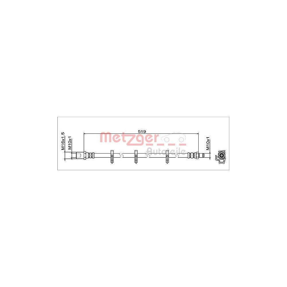 Bremsschlauch METZGER 4112047 GREENPARTS f&uuml;r IVECO, Hinterachse links
