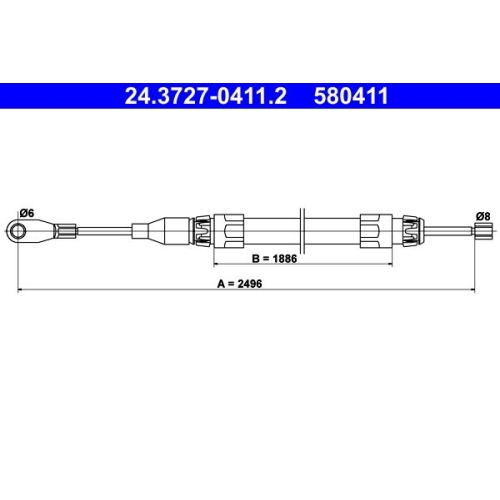 Seilzug, Feststellbremse ATE 24.3727-0411.2 f&uuml;r MERCEDES-BENZ, vorne