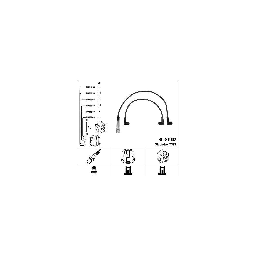 Z&uuml;ndleitungssatz NGK 7313 f&uuml;r AUDI SEAT SKODA VW LAMBORGHINI BENTLEY