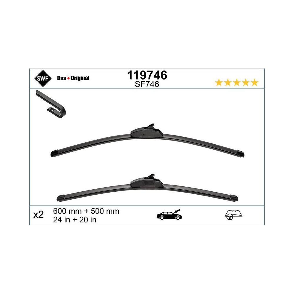 Wischblatt SWF 119746 DAS ORIGINAL SET für BMW, vorne