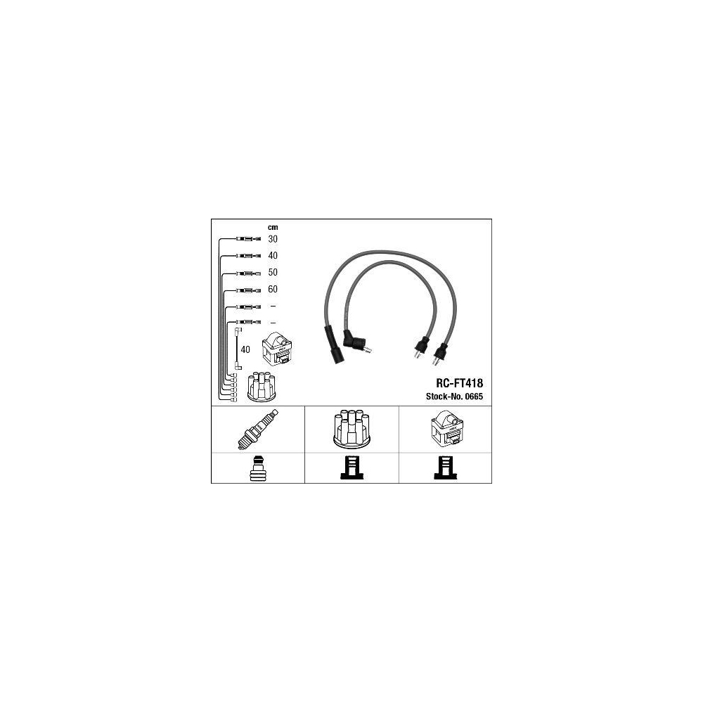 Z&uuml;ndleitungssatz NGK 0665 f&uuml;r ALFA ROMEO FIAT LANCIA FERRARI MASERATI ABARTH