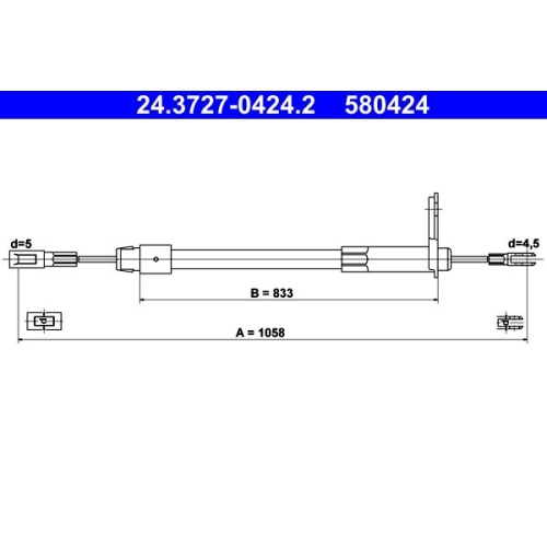 Seilzug, Feststellbremse ATE 24.3727-0424.2 f&uuml;r MERCEDES-BENZ, hinten links