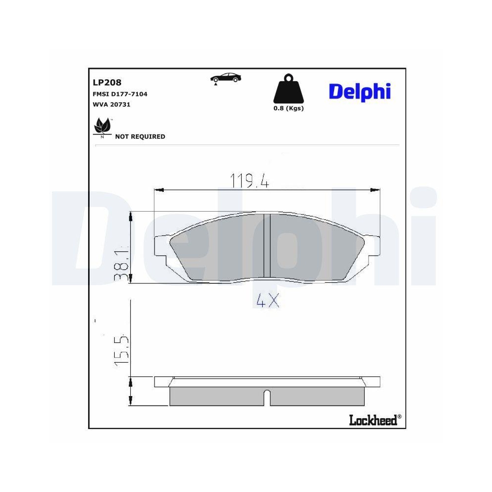 DELPHI LP208 Bremsbelagsatz, Scheibenbremse f&uuml;r BEDFORD HONDA ROVER SUZUKI