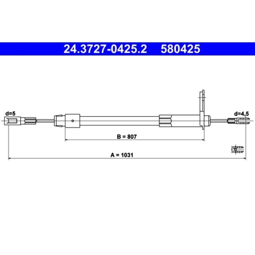Seilzug, Feststellbremse ATE 24.3727-0425.2 f&uuml;r MERCEDES-BENZ, hinten rechts