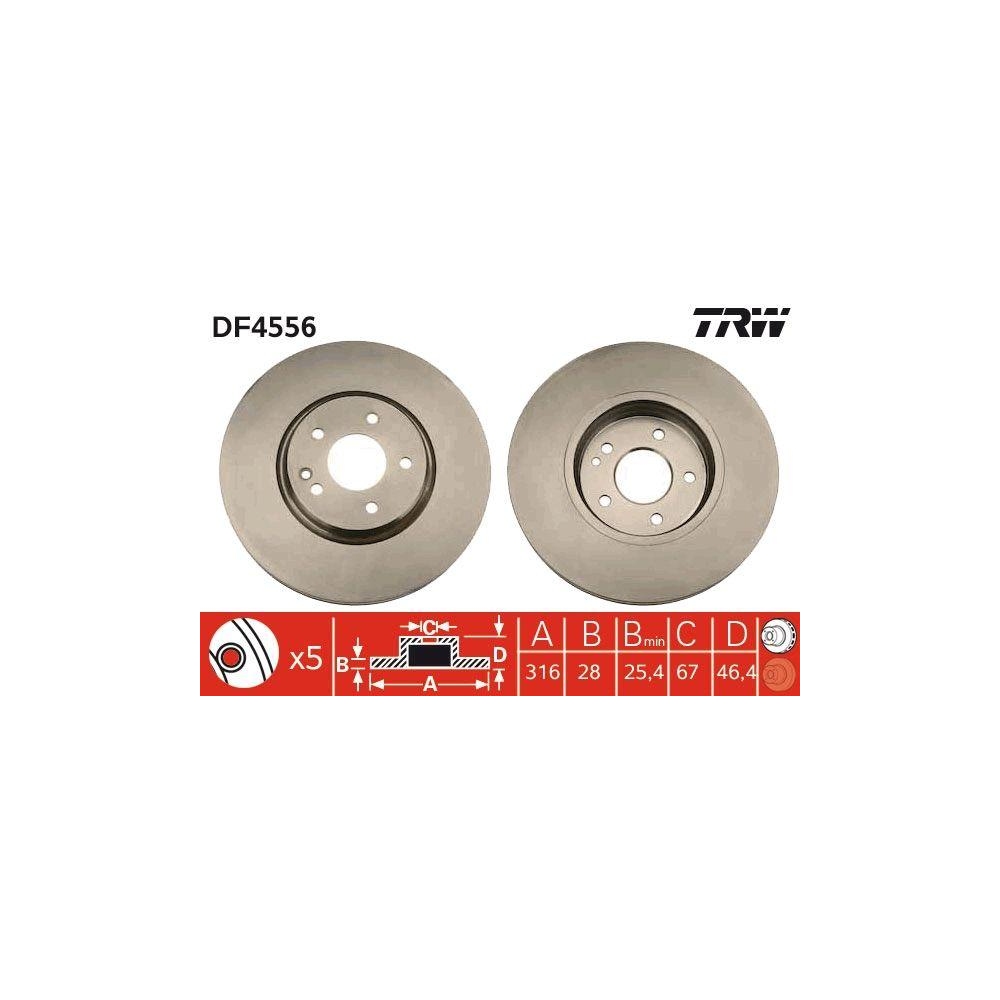 Bremsscheibe TRW DF4556 f&uuml;r MERCEDES-BENZ, Vorderachse
