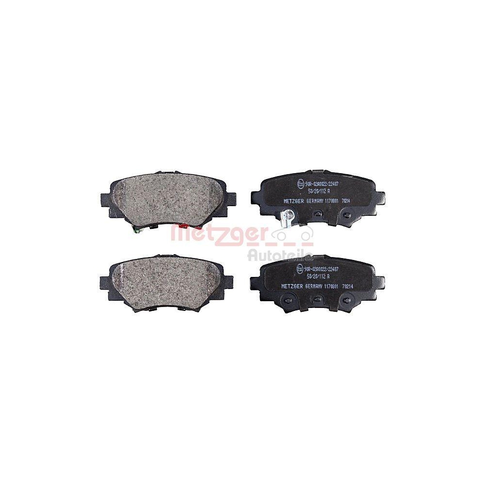 Bremsbelagsatz, Scheibenbremse METZGER 1170801 f&uuml;r MAZDA, Hinterachse