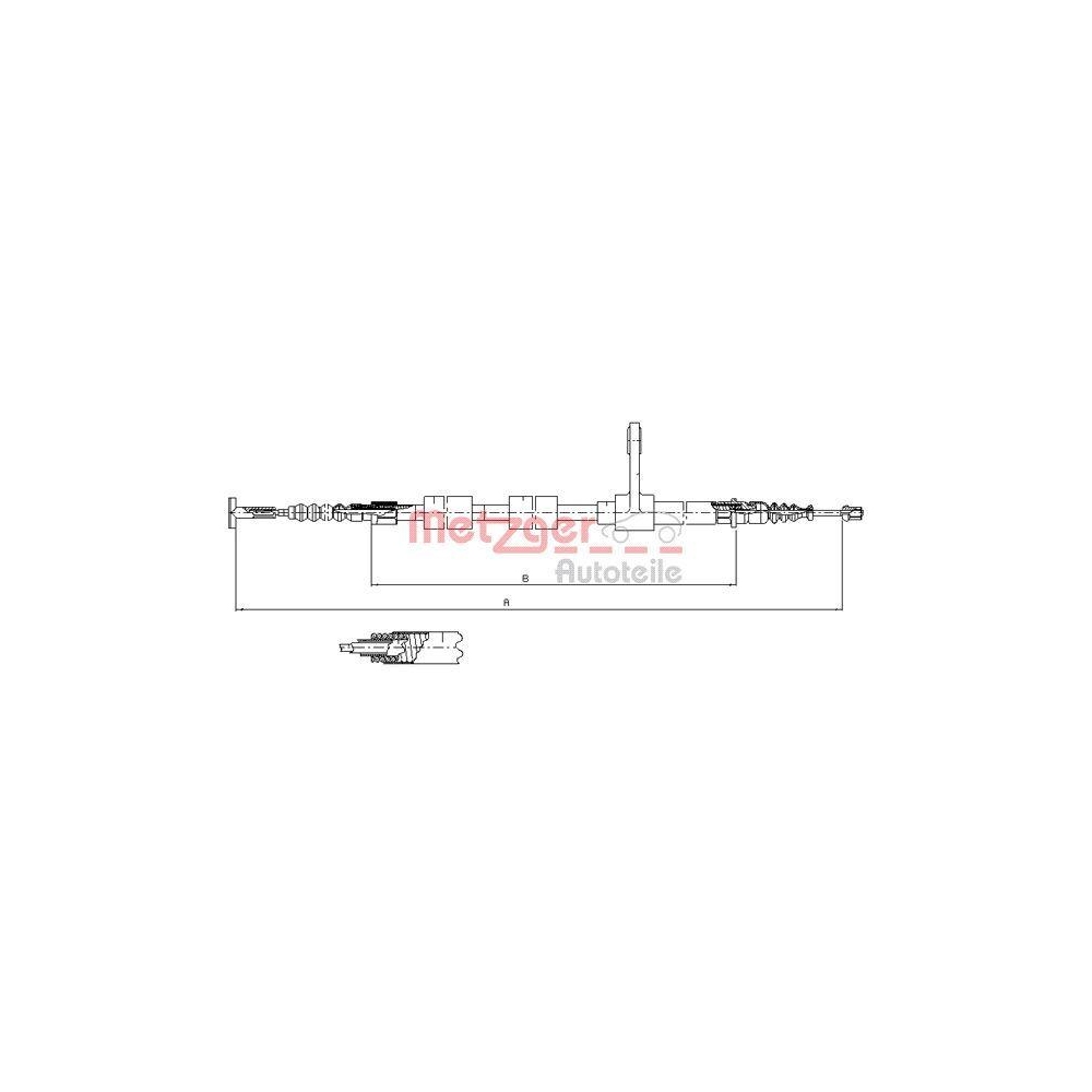 Seilzug, Feststellbremse METZGER 251.33 f&uuml;r ALFA ROMEO, hinten rechts