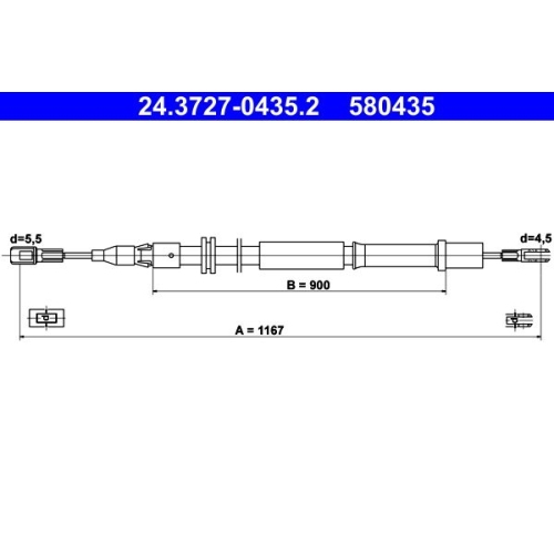 Seilzug, Feststellbremse ATE 24.3727-0435.2 f&uuml;r MERCEDES-BENZ, hinten