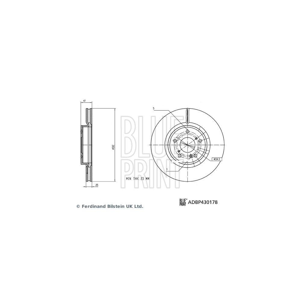 BLUE PRINT ADBP430178 2 St&uuml;ck Bremsscheiben f&uuml;r HONDA, Vorderachse