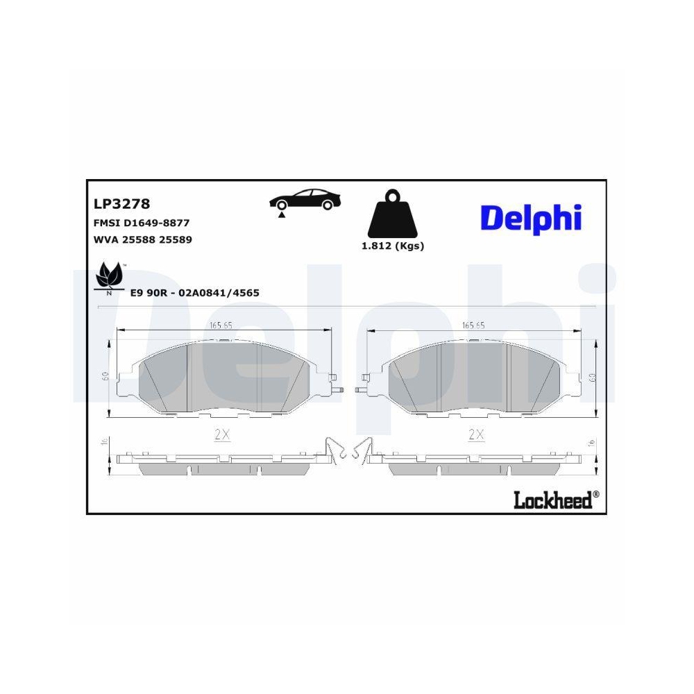 DELPHI LP3278 Bremsbelagsatz, Scheibenbremse f&uuml;r NISSAN INFINITI, Vorderachse