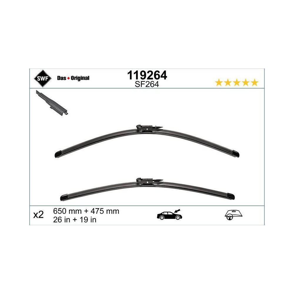 Wischblatt SWF 119264 DAS ORIGINAL SET für BMW MERCEDES-BENZ, vorne