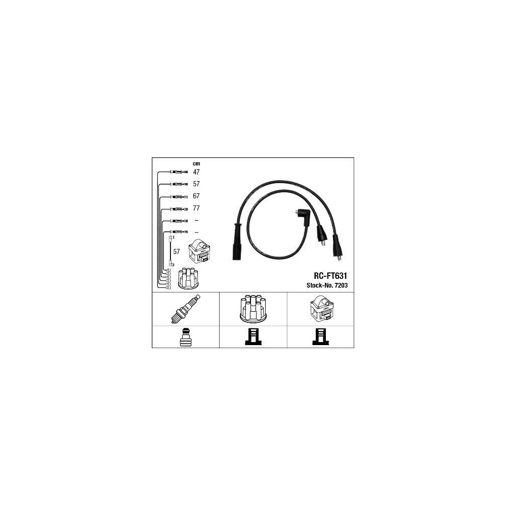 Z&uuml;ndleitungssatz NGK 7203 f&uuml;r ALFA ROMEO FIAT LANCIA FERRARI MASERATI ABARTH