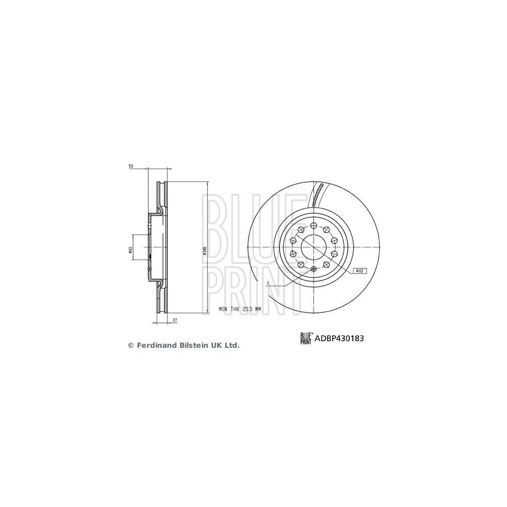 BLUE PRINT ADBP430183 2 St&uuml;ck Bremsscheiben f&uuml;r AUDI SKODA VW CUPRA, Vorderachse