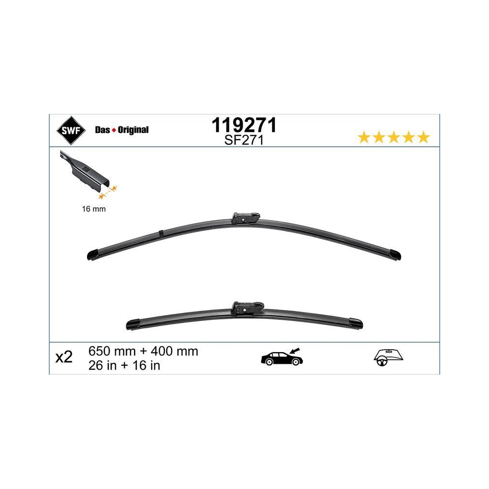Wischblatt SWF 119271 DAS ORIGINAL SET für BMW CITROËN SEAT SKODA, vorne