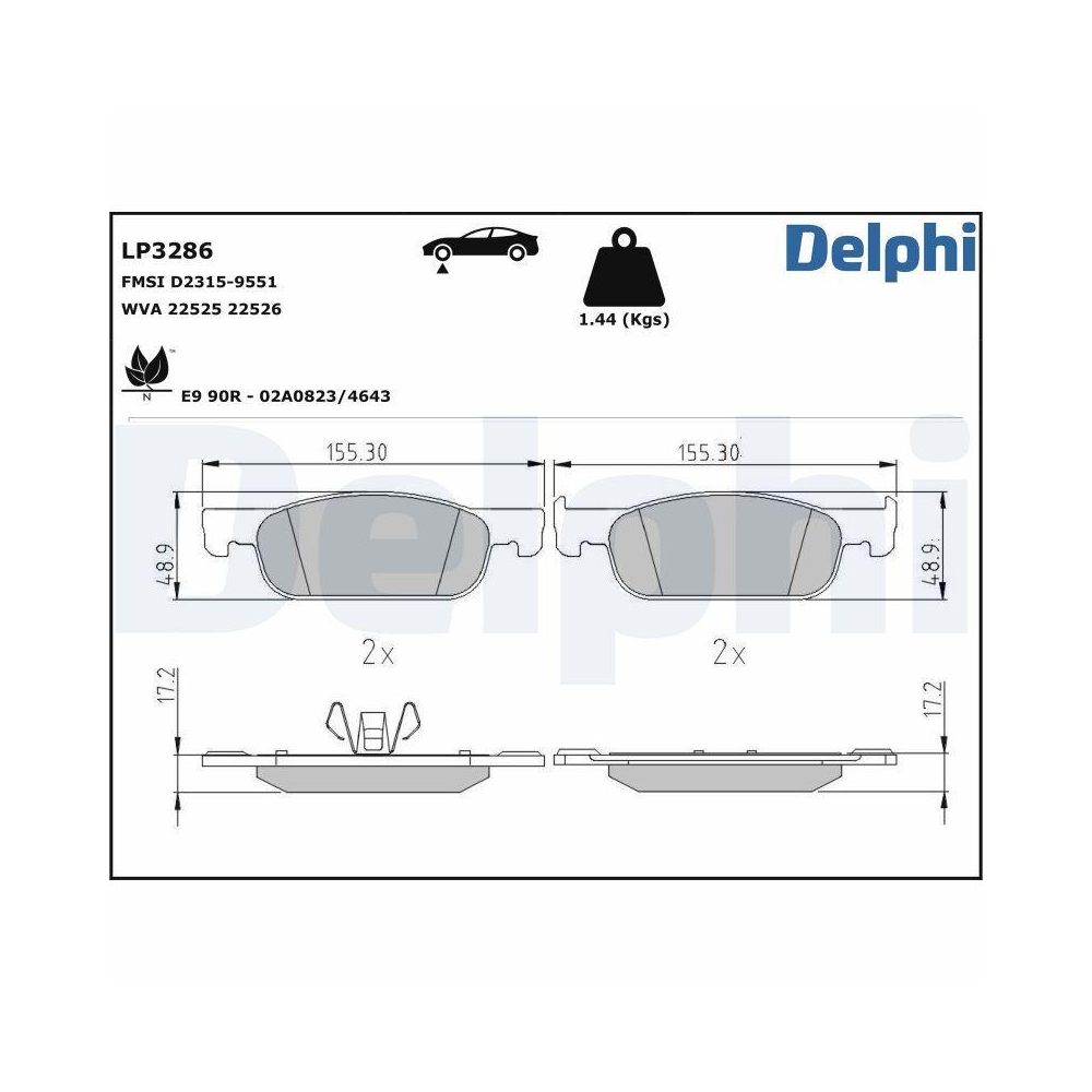 DELPHI LP3286 Bremsbelagsatz, Scheibenbremse f&uuml;r RENAULT DACIA, Vorderachse