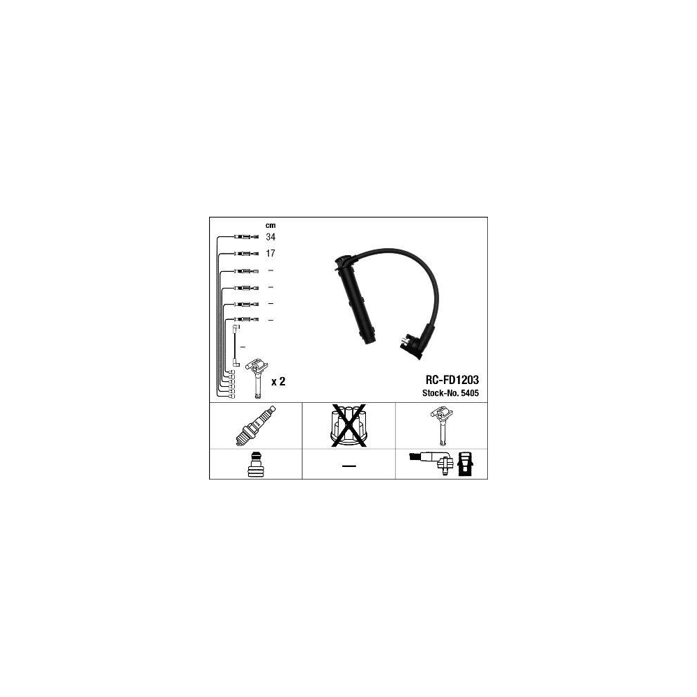 Z&uuml;ndleitungssatz NGK 5405 f&uuml;r FORD