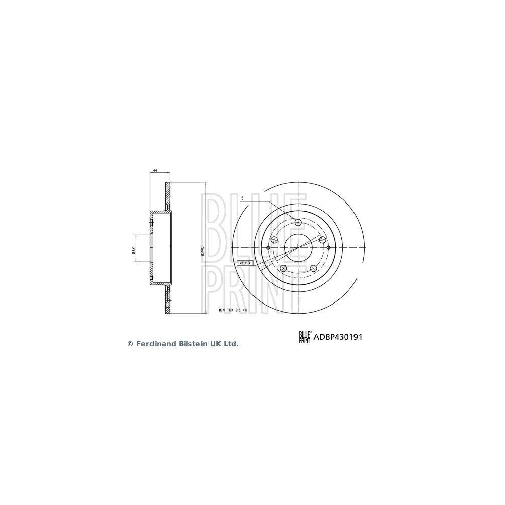 BLUE PRINT ADBP430191 2 St&uuml;ck Bremsscheiben f&uuml;r TOYOTA, Hinterachse