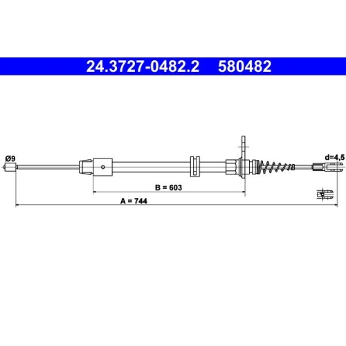 Seilzug, Feststellbremse ATE 24.3727-0482.2 f&uuml;r MERCEDES-BENZ, hinten