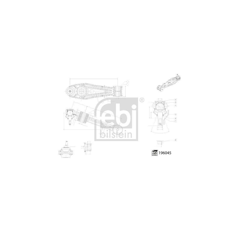 Lenker, Radaufh&auml;ngung FEBI BILSTEIN 196045 f&uuml;r PORSCHE, Vorderachse links
