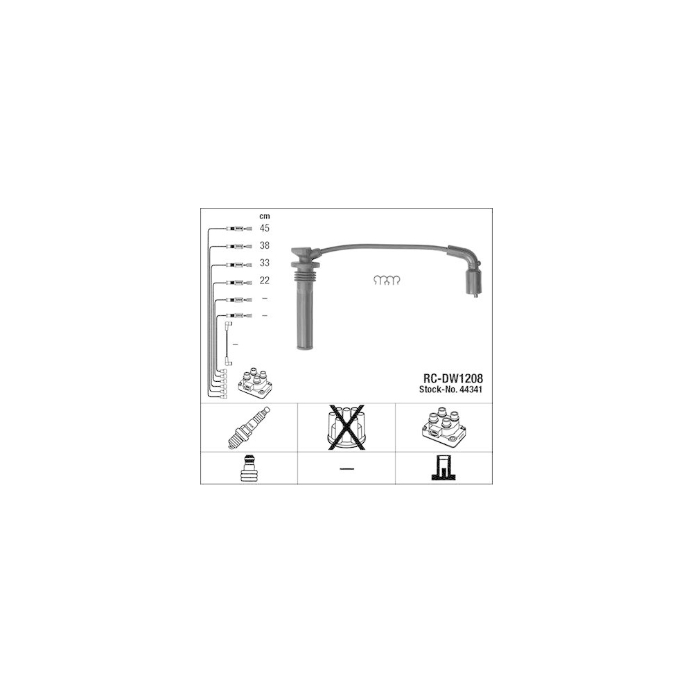 Z&uuml;ndleitungssatz NGK 44341 f&uuml;r CHEVROLET DAEWOO GENERAL MOTORS PONTIAC BUICK