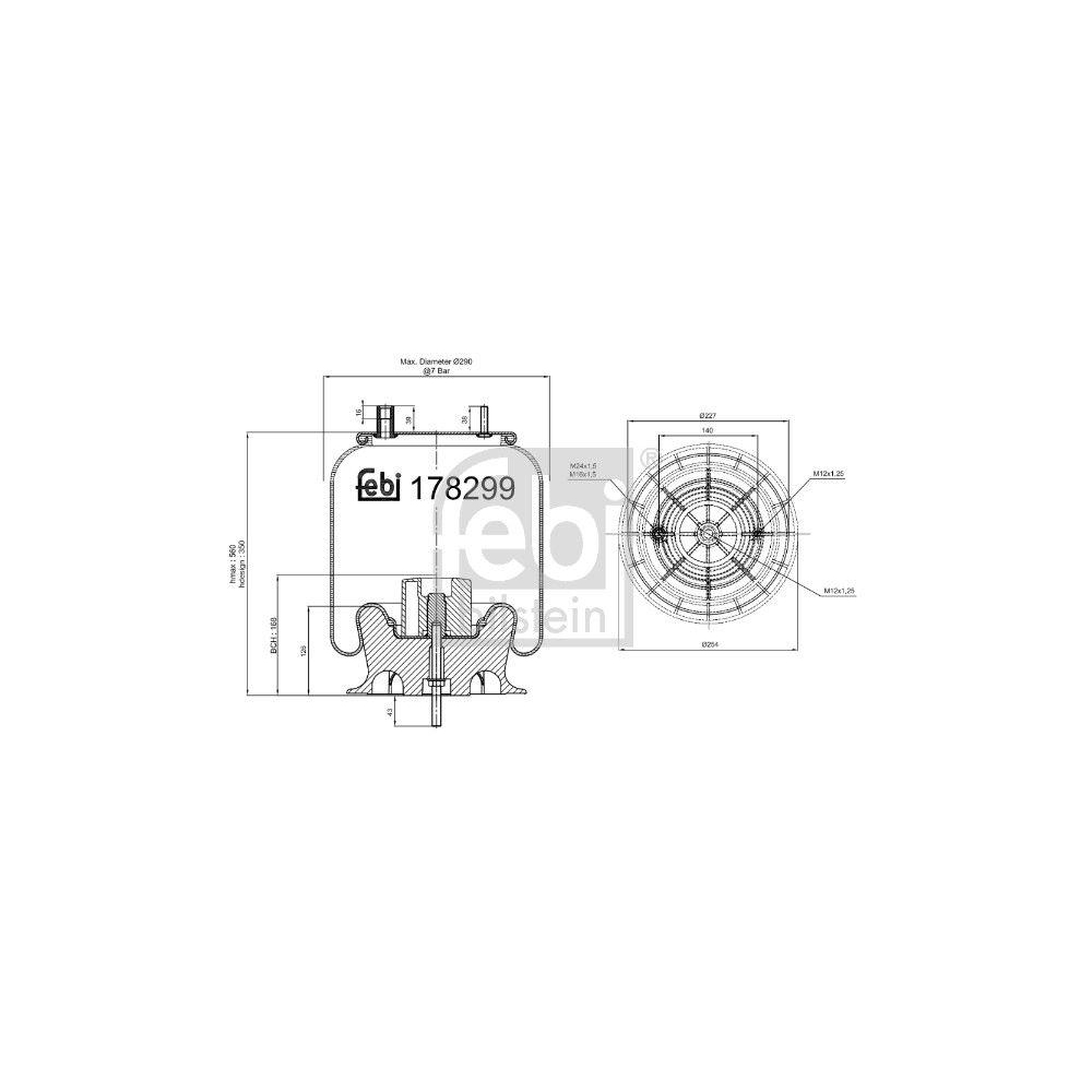 Federbalg, Luftfederung FEBI BILSTEIN 178299 für RENAULT TRUCKS HENDRICKSON