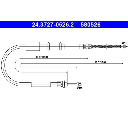 Seilzug, Feststellbremse ATE 24.3727-0526.2 f&uuml;r FIAT, hinten links
