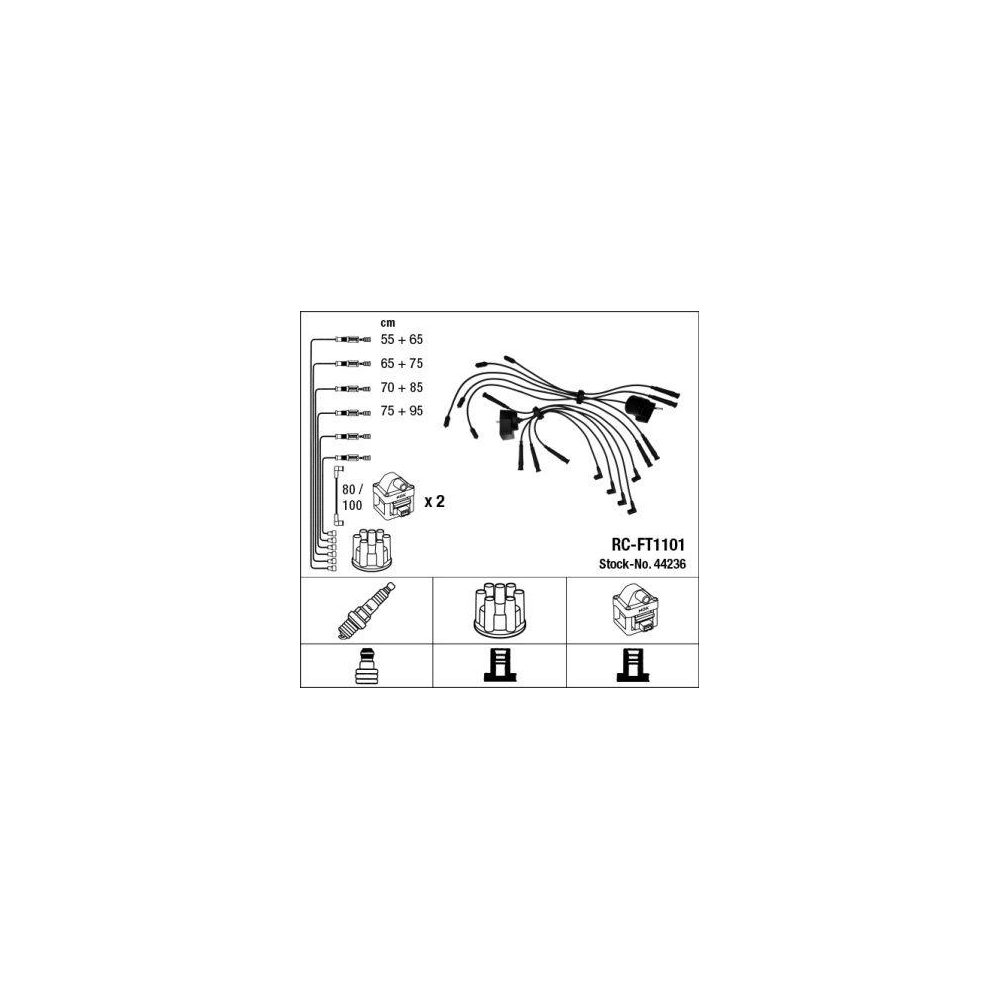 Zündleitungssatz NGK 44236 für FIAT, für Fahrzeuge mit Zündverteiler