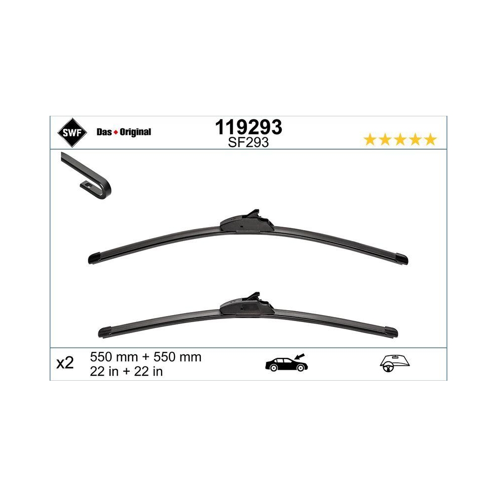 Wischblatt SWF 119293 DAS ORIGINAL SET für RENAULT LAND ROVER, vorne