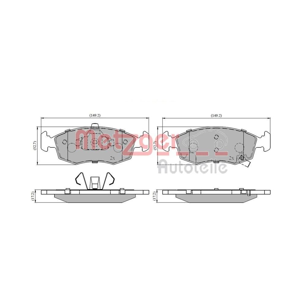 Bremsbelagsatz, Scheibenbremse METZGER 1170822 GREENPARTS f&uuml;r CHRYSLER FIAT