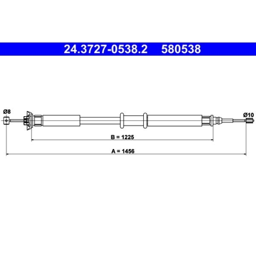 Seilzug, Feststellbremse ATE 24.3727-0538.2 f&uuml;r FIAT, hinten