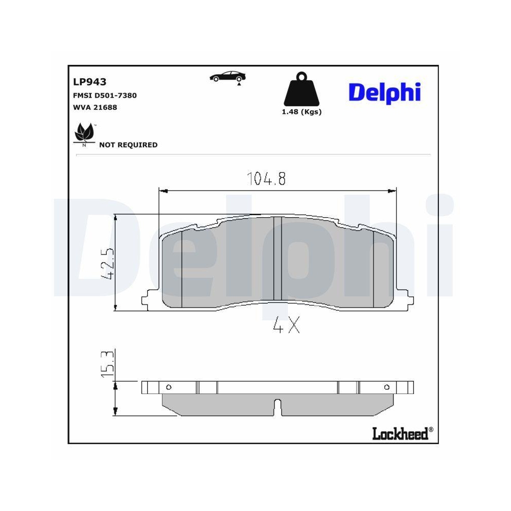 DELPHI LP943 Bremsbelagsatz, Scheibenbremse f&uuml;r TOYOTA, Hinterachse