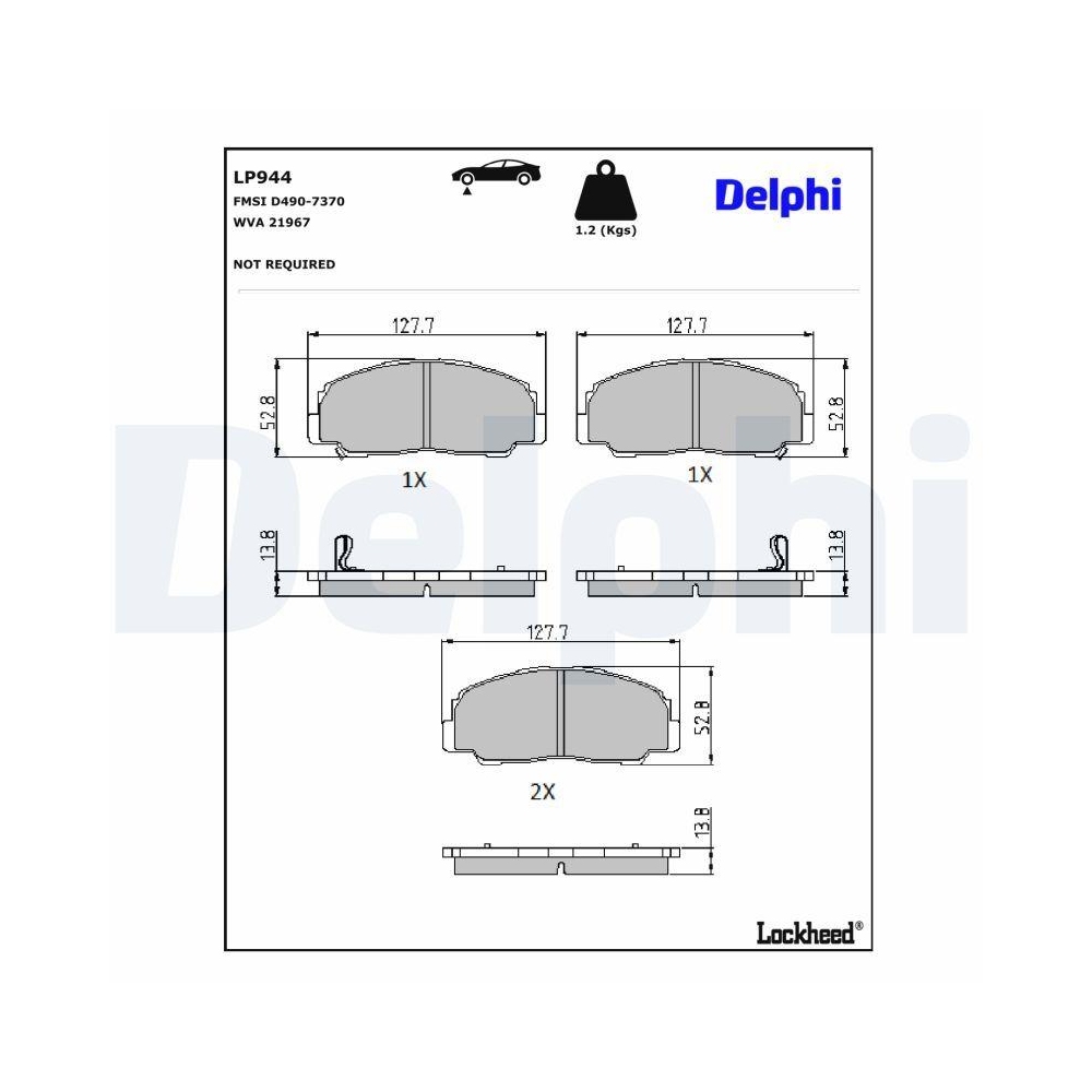 DELPHI LP944 Bremsbelagsatz, Scheibenbremse f&uuml;r DAIHATSU DAEWOO, Vorderachse