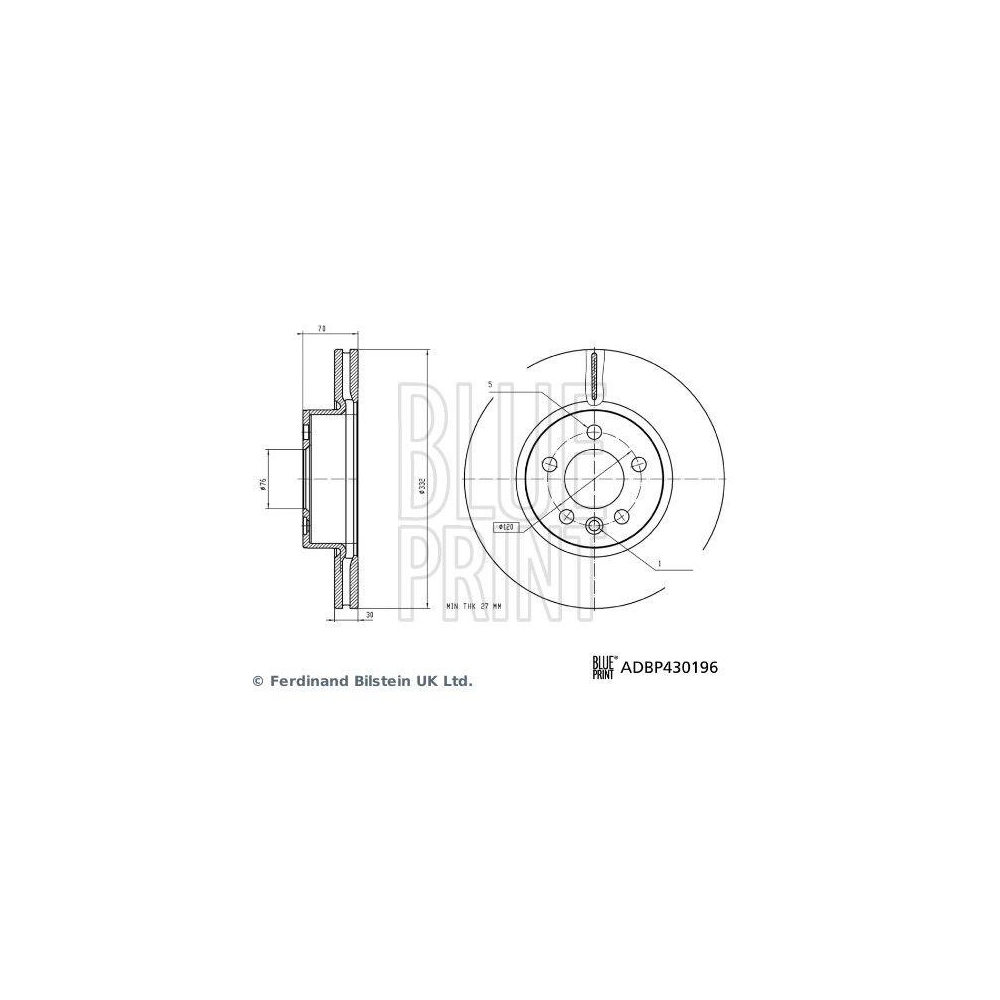 BLUE PRINT ADBP430196 2 St&uuml;ck Bremsscheiben f&uuml;r VW, Vorderachse