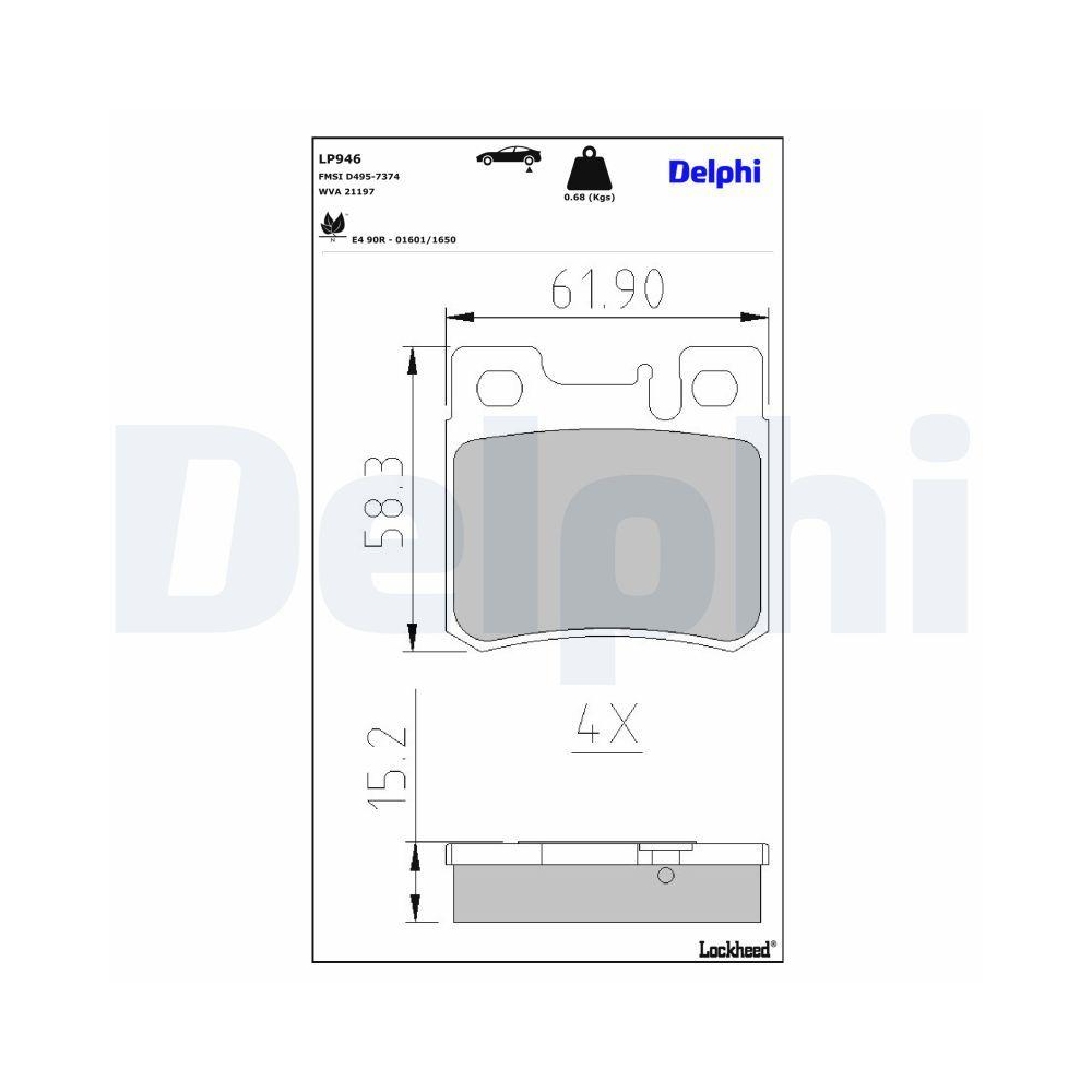 DELPHI LP946 Bremsbelagsatz, Scheibenbremse f&uuml;r MERCEDES-BENZ, Hinterachse