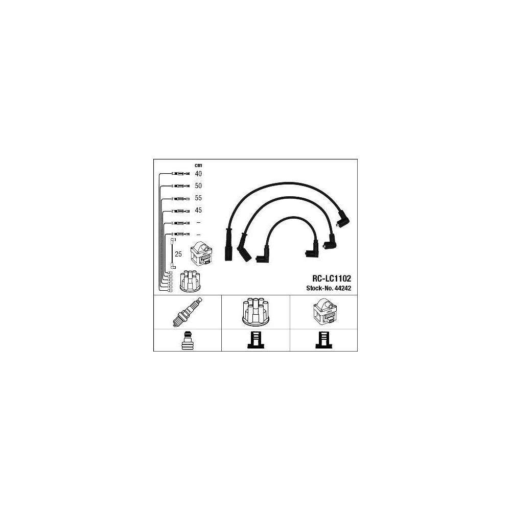 Z&uuml;ndleitungssatz NGK 44242 f&uuml;r FIAT LANCIA, f&uuml;r Fahrzeuge mit Z&uuml;ndverteiler