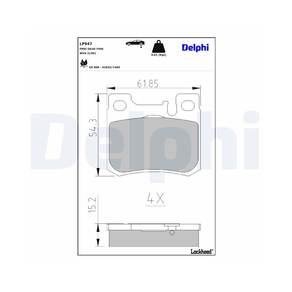 DELPHI LP947 Bremsbelagsatz, Scheibenbremse f&uuml;r MERCEDES-BENZ, Hinterachse