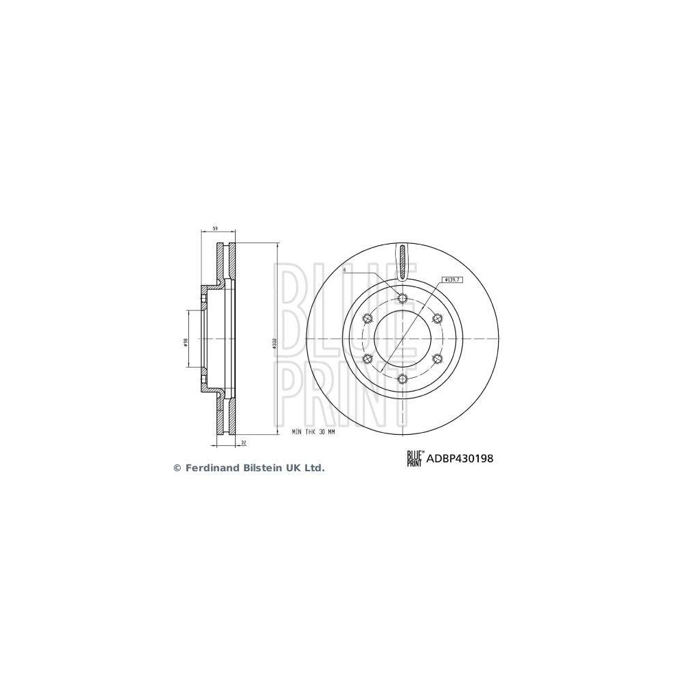 BLUE PRINT ADBP430198 2 St&uuml;ck Bremsscheiben f&uuml;r FORD FORD MOTOR COMPANY, Vorderachse