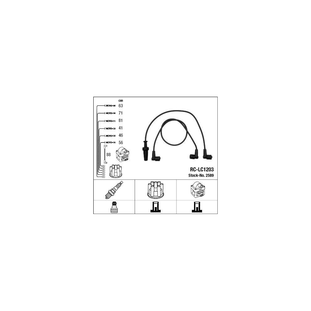 Z&uuml;ndleitungssatz NGK 2589 f&uuml;r ALFA ROMEO FIAT LANCIA FERRARI MASERATI ABARTH