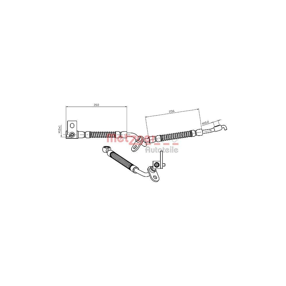 Bremsschlauch METZGER 4112228 f&uuml;r MAZDA, Vorderachse links