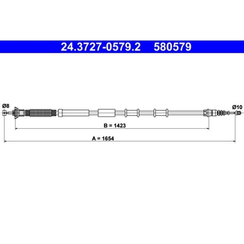 Seilzug, Feststellbremse ATE 24.3727-0579.2 f&uuml;r FIAT, hinten links