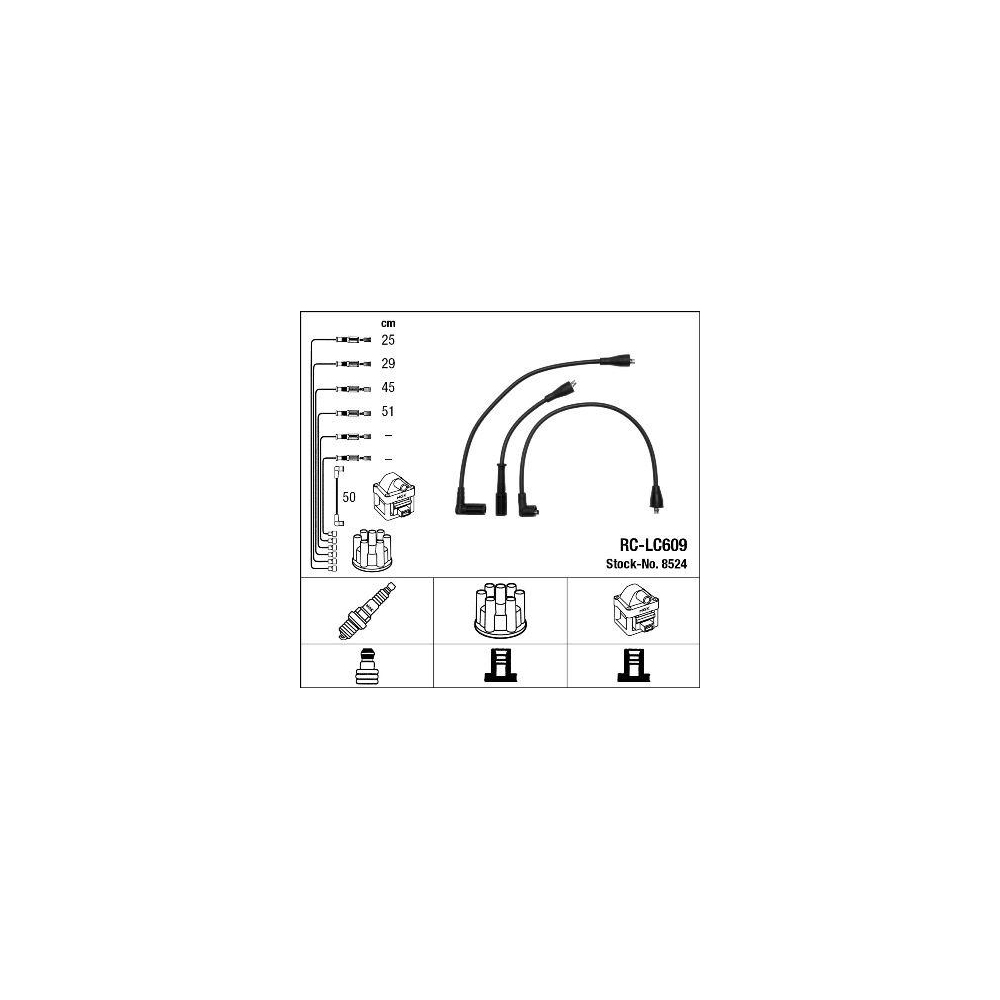 Z&uuml;ndleitungssatz NGK 8524 f&uuml;r, f&uuml;r Fahrzeuge mit Z&uuml;ndverteiler