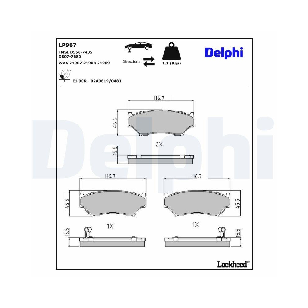 DELPHI LP967 Bremsbelagsatz, Scheibenbremse f&uuml;r SUZUKI, Vorderachse