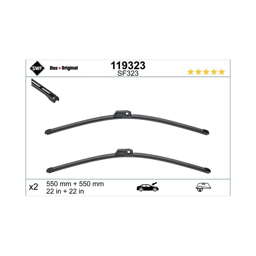 Wischblatt SWF 119323 DAS ORIGINAL SET für AUDI SEAT AUDI (FAW), vorne