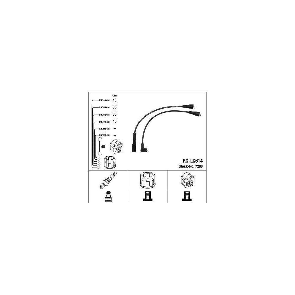 Zündleitungssatz NGK 7206 für, für Fahrzeuge mit Zündverteiler